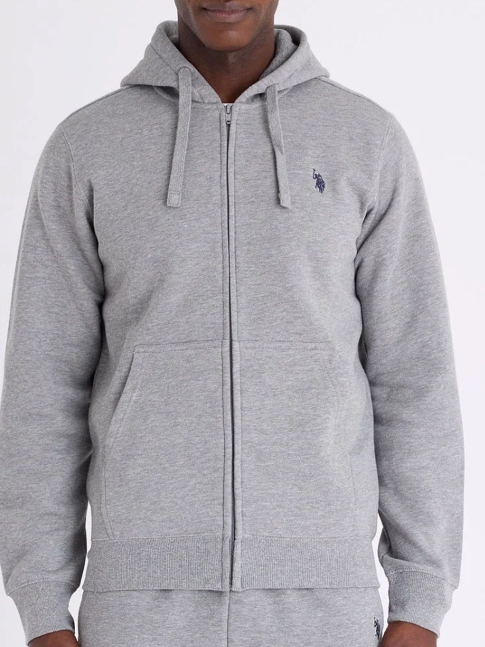 U.s.polo association Men's Grey Zip-Up Hoodie Sweater